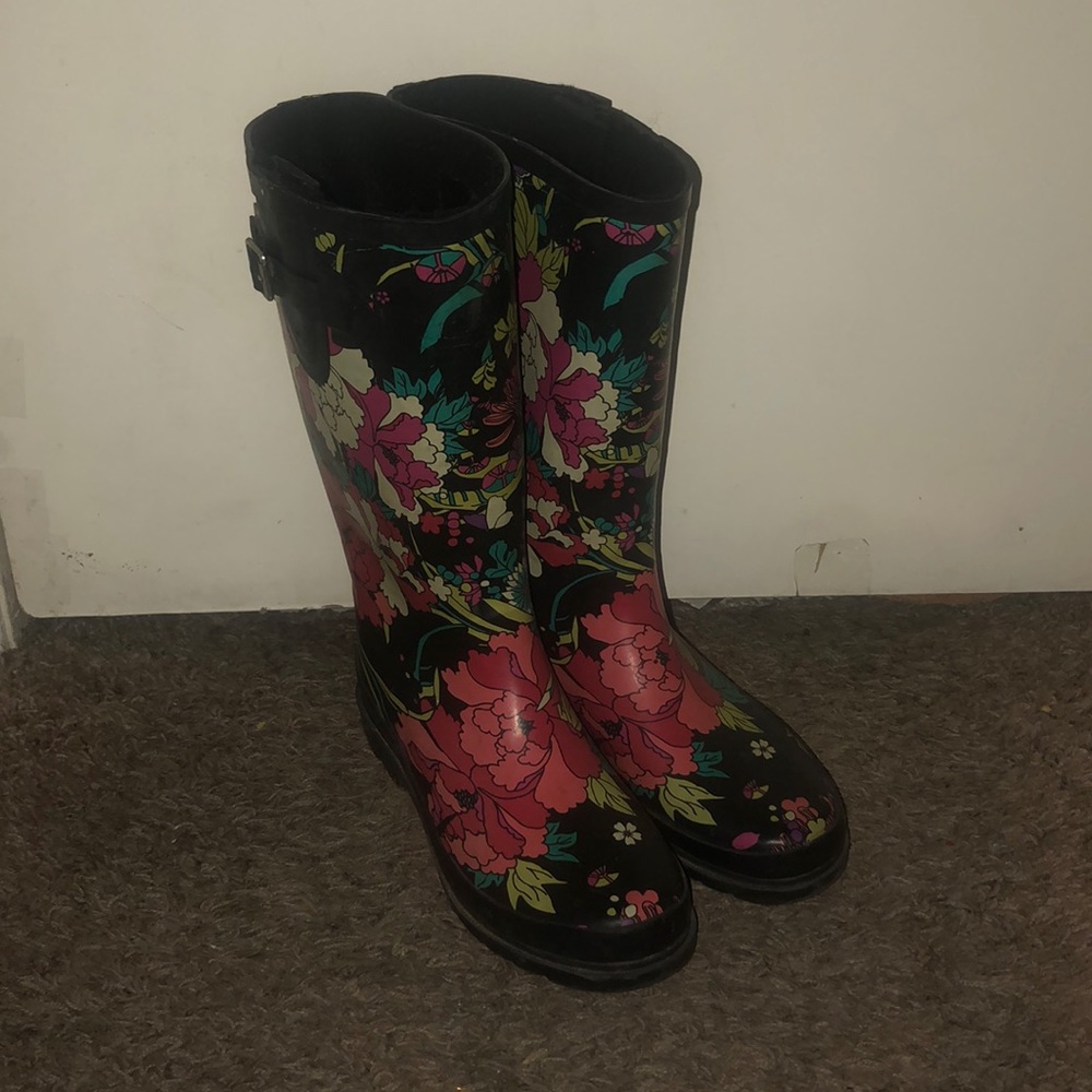 Floral rain boots